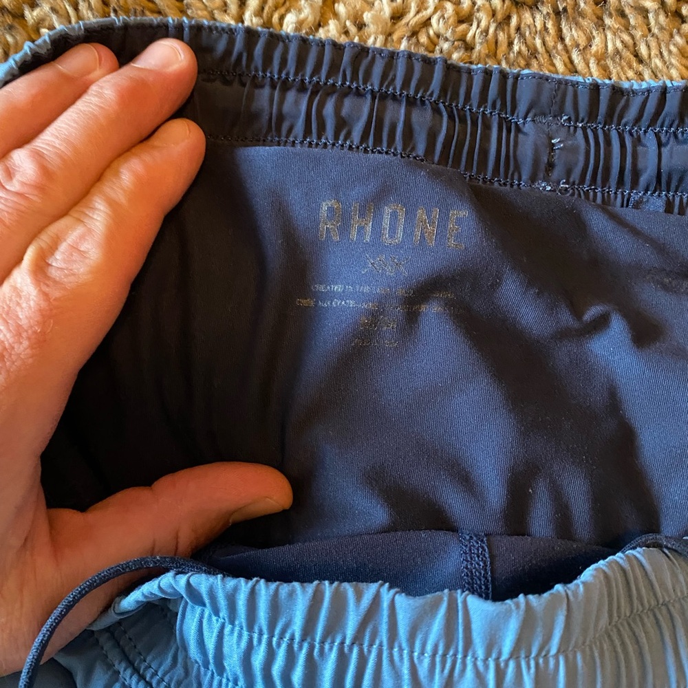 Rhone Men's Lined Light Blue Swim Shorts - Casual Drawstring Trunk - Picture 3 of 9